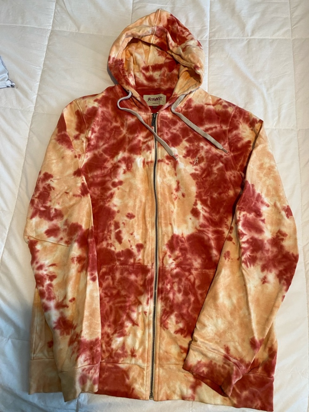 Altamont Men's Tie-Dye Zip-Up Hoodie in Rust and Cream